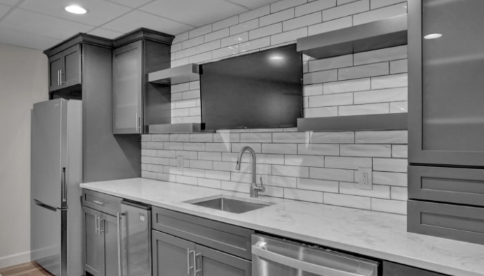 Grey Kitchen With Subway Tile Remodel 1