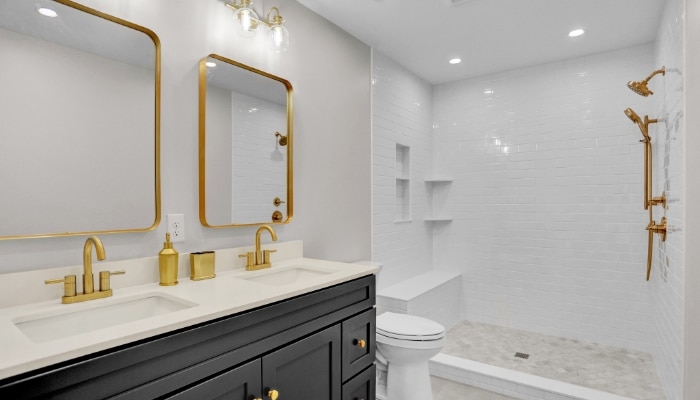 Updated Bathroom With Gold Fixtures 1